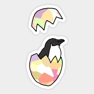 Little Penguin Popping out of her Funny Easter Egg Sticker